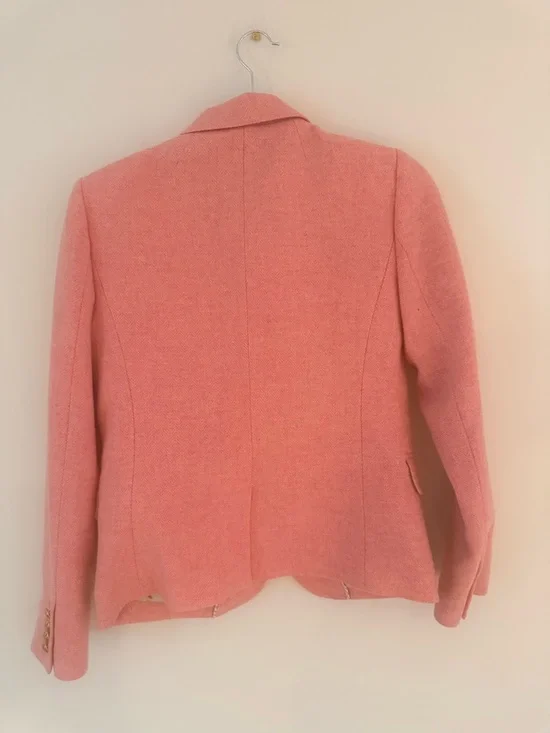 J. Crew Coral Pink Tweed Blazer with Gold Buttons - Picture 3 of 4